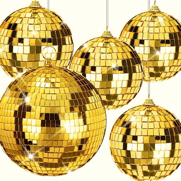 NWT 5Pc Gold Disco Ball Set - Picture 1 of 4